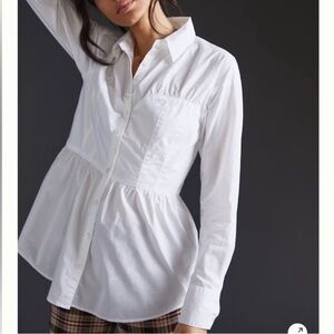 Corset🩱Peplum Bustier All White Blouse